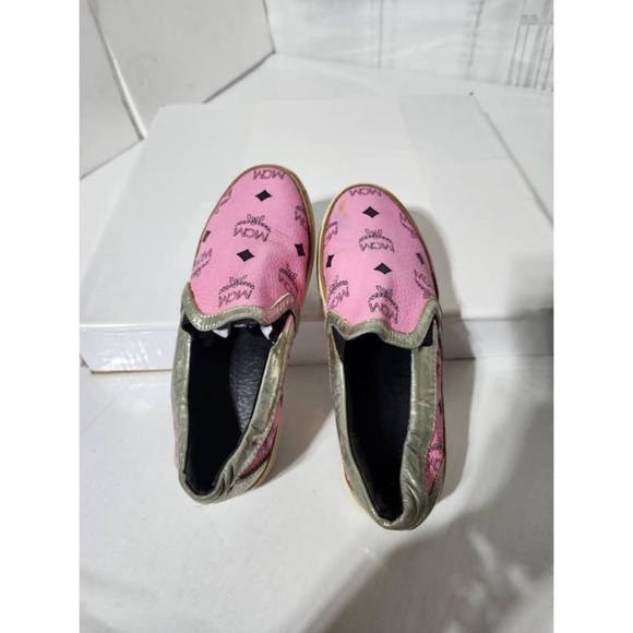 Authentic MCM Visetos Logo Slip-On Sneakers Pink Size 36 - Picture 4 of 12
